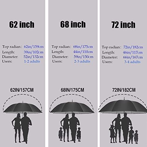 MRTLLOA 54/62/68/72 Inch Automatic Open Golf Umbrella, Extra Large Oversize Double Canopy Vented Windproof Waterproof Stick Umbrellas for Rain