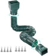 1 Pack Flexible Gutter Downspout Extensions Extendable from 21" to 67", Downspout Extender Comes with Adapters, Thickened Down spout Drain Extension for Rainwater Drainage(Green)