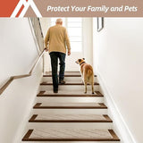 COSY HOMEER Edging Stair Treads Non-Slip Carpet Mat 28inX9in Indoor Stair Runners for Wooden Steps, Edging Stair Rugs for Kids and Dogs, 100% Polyester TPE Backing (7pc, Beige)