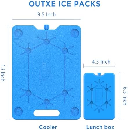 OUTXE Ice Packs for Coolers - Large- 10 x 13 Inch, Space Saving - Reusable, Long Lasting, Cold Freezer Packs for Coolers&Totes to Keep Food Fresh