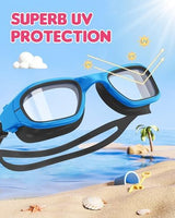 Kids Swim Goggles,Swimming Goggles for Kids 6-14, Anti-Fog UV Protection Pool Glasses for Boys Girls