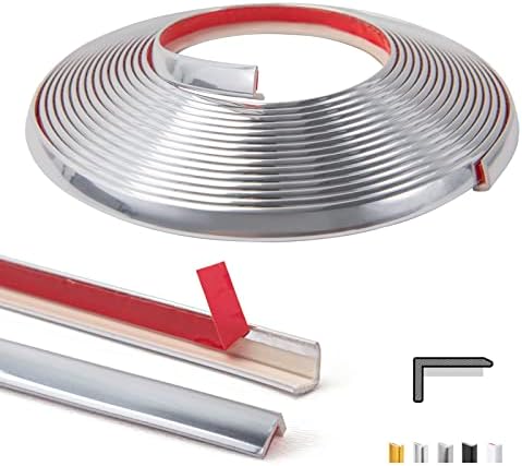 Art3d 20ft Outside Vinyl Corner Trim Peel and Stick for Tile and Wall Edges, Furniture Decoration Stainless Steel