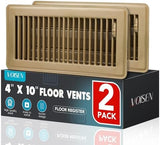 VOISEN Floor Register 4x10, 2 Pack Brown Floor Vent Covers,Heavy Duty Steel Walkable Floor Vents,Vent Covers for Home Floor