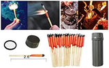 Emergency Fire Starter Windproof Weatherproof Stormproof Matches Waterproof Case Wax Rope for Hiking Camping Bushcraft Hunting Fishing Outdoor Survival Power Outage