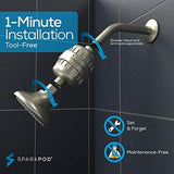 SparkPod 23 Stage Shower Head Filter for Dry Hair and Skin - High Output Universal Shower Filters to Remove Toxic Chemicals, Chlorine & Heavy Metals (Elegant Brushed Nickel)
