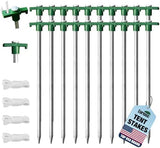 Eurmax USA Galvanized Non-Rust Camping Family Tent Pop Up Tent Stakes Ice Tools Heavy Duty 20pc-Pack, with 4x10ft Ropes & 1 Green Stopper