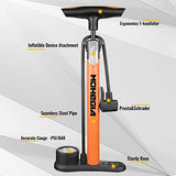 MOHEGIA Bike Floor Pump with Gauge,Air Bicycle Pump Inflator with High Pressure 160 PSI,Fits Schrader and Presta Valve