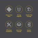 Hands-Free Magnetic Screen Door, Heavy Duty, Self Sealing Screen Door Mesh Protector, Pet and Kid-Friendly, Stay-Open Buckle, Keeps Bugs Out While Letting Nature in, Fits Door Size (48" x 80")