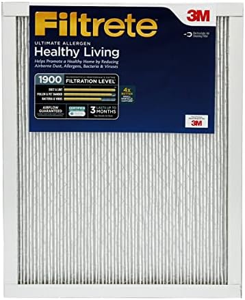 Filtrete 16x20x1 AC Furnace Air Filter, MERV 13, MPR 1900, Premium Allergen, Bacteria&Virus Filter, 3-Month Pleated 1-Inch Electrostatic Air Cleaning Filter, 2-Pack (Actual Size 15.719x19.719x0.78 in)
