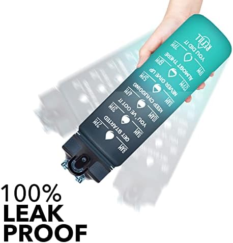 Hyeta 32 oz Water Bottles with Times to Drink and Straw, Motivational Water Bottle with Time Marker, Leakproof, Drinking Sports Water Bottle for Fitness, Gym and Outdoor