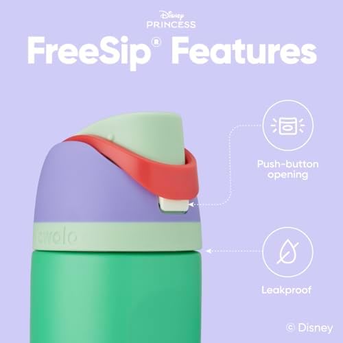 Disney Princess FreeSip Insulated Stainless Steel Water Bottle with Straw for Sports and Travel, BPA-Free Sports Water Bottle, 24 oz, Ariel