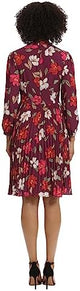 Maggy London Women's V-Neck Pleated Skirt Dress Career Workwear Desk to Dinner Event Party Guest of