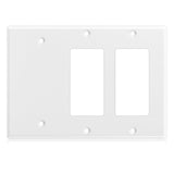 Kingdder 1 Pcs 3-gang 2-decorator 1-blank Wall Plate Standard Size Stainless Steel White Light Switch Plate Gloss Finish Size 3-gang 4.50" x 6.38" Corrosion-resistant Gfci Outlet Receptacle