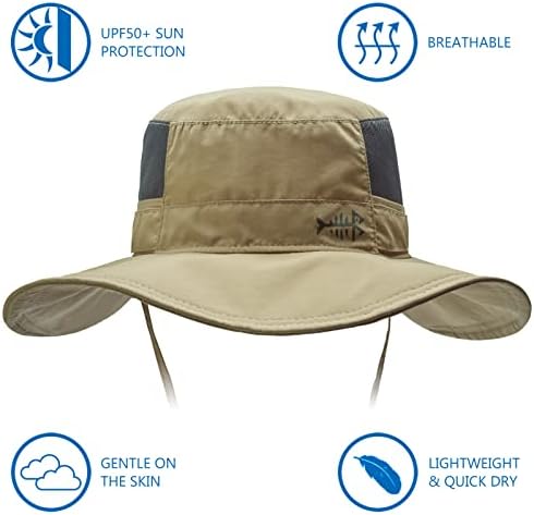 BASSDASH UPF 50+ Sun Fishing Hat Water Resistant with Detachable Neck Flap