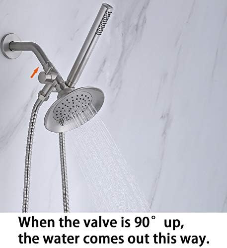 G-Promise Solid Metal Shower Arm Diverter with Holder for Hand Held Showerhead and Fixed Spray Head, G 1/2 3-Way Bathroom Universal Diverter System Replacement Part (Brushed Nickel)