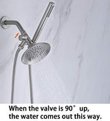 G-Promise Solid Metal Shower Arm Diverter with Holder for Hand Held Showerhead and Fixed Spray Head, G 1/2 3-Way Bathroom Universal Diverter System Replacement Part (Brushed Nickel)