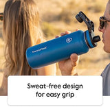 ThermoFlask Kids Bottle with Straw Lid - Durable & Dishwasher-Safe Water Bottles & Lids - Leak-Proof Bottle Lid Design - Reusable Water Bottles for Everyday Use - 14 oz, Harbor Grey/Denim (2 Pack)