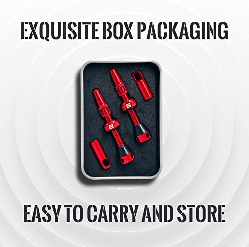 BWSHLF Tubeless Presta Valve Stem 40/44/55/60/65/70/80/100 mm, Super Light Alloy Presta Valve Stem Kit with Valve Core Remover Tool and Valve Stem Caps - Multiple Color and Size Options(Pair)