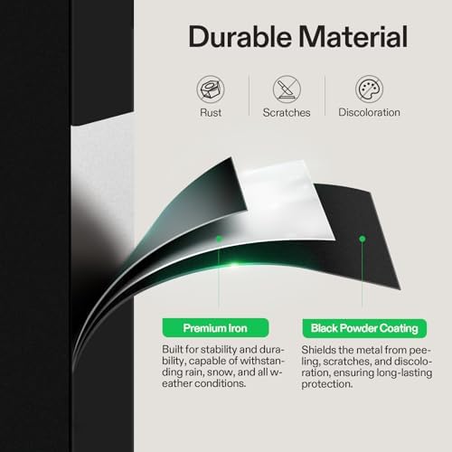 VIVOSUN Outdoor Handrail, 3 Step Stair Handrail, 40" x 36" Fits 1 to 3 Steps, Wrought Mattle Iron Handrail for Concrete Steps, Porch Steps, One-Step Assembly, Black