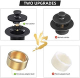 Matte Black Tub Drain and Overflow Kit, Replacement Bath Tub Drain Trim Set,Lift & Turn Bathtub Drain Kit with 2-Hole Overflow Faceplate Conversion Kit Assembly Fine/Coarse Thread