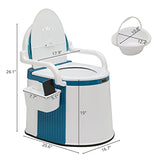 VINGLI Portable Toilet | Back & Handrail Design Commode with 5 Gallon Bucket Inner, Camping RV Toilet for Adult, Kids, Home, Boat, Van, Travel, Plastic, Blue & white