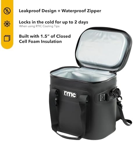 RTIC Ultra-Tough Soft Cooler 20 Can, Insulated Bag Portable Ice Chest Box for Lunch, Beach, Drink, Beverage, Travel, Camping, Picnic, Car, Trips, Floating Cooler Leak-Proof with Zipper