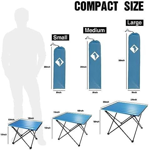 VILLEY Portable Camping Side Table, Ultralight Aluminum Folding Beach Table with Carry Bag for Outdoor Cooking, Picnic, Camp, Boat, Travel