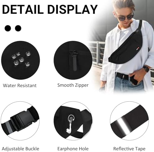 MAXTOP Large Crossbody Fanny Pack with 4-Zipper Pockets,Gifts for Enjoy Sports Festival Workout Traveling Running Casual Hands-Free Wallets Waist Pack Phone Bag Carrying All Phones