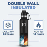 IRON °FLASK Camping & Hiking Hydration Canteens - 3 Lids (Narrow Spout Lid) Leak Proof Vacuum Insulated Stainless Steel - Hot & Cold Double Walled Sports Water Bottle - Lavender, 24 Oz
