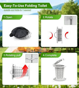 Portable Toilet for Camping Car, Foldable Camping Toilet for Adults and Kids, Adjustable Height Travel Potty, 13.5 IN Retractable Bucket Emergency Toilets, Travel Toilet, Collapsible Toilet with Bags