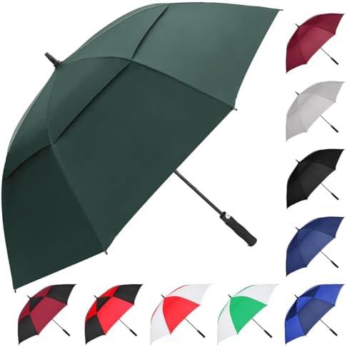 MRTLLOA 54/62/68/72 Inch Automatic Open Golf Umbrella, Extra Large Oversize Double Canopy Vented Windproof Waterproof Stick Umbrellas for Rain