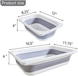 Beright 2 Pack Storage Bins, Collapsible Wash Basin Folding Dish Tub Sink, Space Saving for Dishing, Fruit, and Camping, Hiking and Home, Grey, 2 in 1 Set
