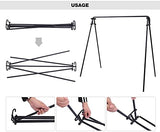 REDCAMP Grill Swing Campfire Grill Stand with Iron Grill Grate, Collapsible Campfire Cooking Rack w/6 Hooks,Portable Cookware Hanging Rack Outdoor Camping Bonfire for Cookware & Dutch Oven,Rectangle