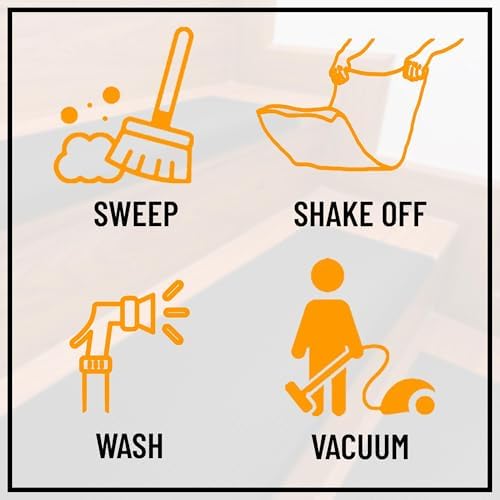 Indoor/Outdoor Hose-Wash Fingertip Nibs Design Non-Slip Rubber 10" x 30" Modern Stair Treads for Stairs, Garage, Patio, 5 Pack, Black Nib