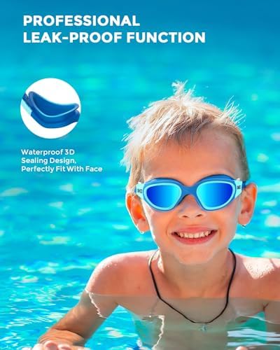 OMID Kids Swim Goggles, P2mini Polarized Swimming Goggles Comfortable for Age 6-14