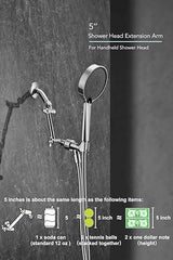 5 Inch Adjustable Shower Head Extension Arm With Locking Set Screw, Singing Rain Brass Chrome Angle Height Adjustable, Easy To Install, G1/2 Universal Connector Compatible (Chrome Finish)