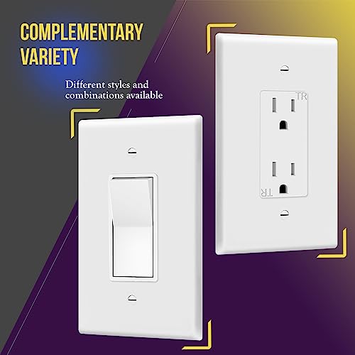 ENERLITES Decorator Light Switch or Receptacle Outlet Wall Plate, Over-Size 1-Gang 5.5" x 3.5", Unbreakable Polycarbonate Thermoplastic, UL Listed, 8831O-W-10PCS, White (10 Pack)