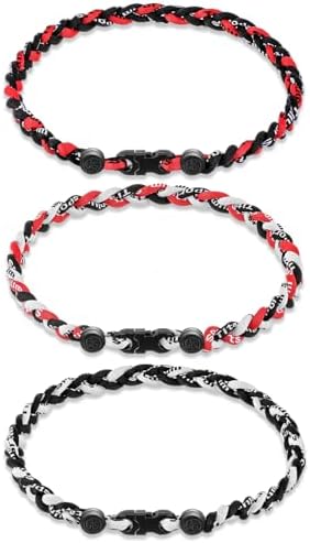 Junkin Baseball Necklaces Three Braided Rope Titanium Necklace for Team Gifts Boys Men Player Softball Fans Sports