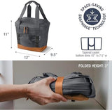 CleverMade Pacifica Collapsible Insulated Cooler Bag – 18 Can Leakproof Soft Folding Cooler for Beach, Travel, Car – Bottle Opener – Cool Gray/Cognac