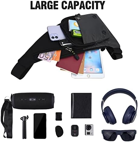 Peicees Sling Bag for Men Women Shoulder Bag Backpack Strap Pockets Chest Bag for Running Hiking Camping Exercise Outdoor