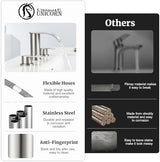 Ultimate Unicorn 8 inch Bathroom Faucet Brushed Nickel, Waterfall Bathroom Sink Faucet with Metal Pop-up Sink Drain Stopper and 2 Supply Hoses,2 Handle Widespread Faucet for Vanity Sink 3 Holes