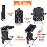 CozyBox Portable Folding Camping Chairs with Canopy Shade, Beach Chair for Adults, Durable Weather Resistant 600D Oxford Cloth, Camping Chair with Canopy for Outdoors [Red]