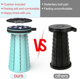 ALEVMOOM Upgraded Collapsible Stool with Cushion,440LBS Max Weight,17.7" Height Adjustable,Sturdy Portable Telescoping Stool,Folding Camping Stool for Outdoor Hiking Travel