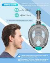 Greatever G2 Full Face Snorkel Mask with Latest Dry Top System,Foldable 180 Degree Panoramic View Snorkeling Mask with Camera Mount,Safe Breathing,Anti-Leak&Anti-Fog