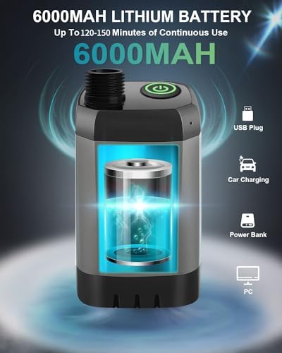 AUTOPkio Portable Camping Shower, 6000mAh Rechargeable Camp Shower Pump with USB Cable & Electric Outdoor Shower Head Sprayer for Camping, Hiking, Pet Bathing, Washing