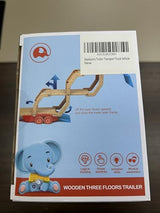 Toddler Toys for 2 3 4 5 Years Old Kids, Transport Car Carrier Truck Toy with 6 Wooden Vehicle, 30in Foldable Track Trailer with Light & Sound Effects, Best Gift Choice for Christmas, Birthday