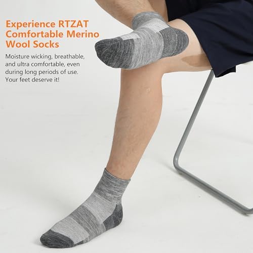 Merino Wool Ankle Socks, Men's Women's 90% Wool Athletic Thin Running Moisture Wicking Socks, 3 Pairs