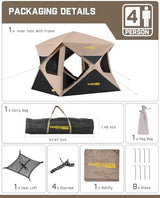 FanttikOutdoor Alpha C4 Ultra Camping Tent 4 Person Pop Up Instant Cabin Setup in 60 Seconds Portable Hub Tent with Rainfly & Windproof for Outdoor Camping & Overlanding