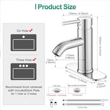 VOTON Modern Bathroom Faucet Chrome Single Handle One Hole Sink Faucet Commercial Lavatory Vanity Sink Faucet with 3/8" Hoses and Deck Plate