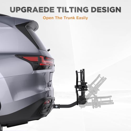 TANX Bike Racks for Ebikes,Fat Tire Bike Rack for Tow Hitch 2-Bike 160 lbs Capacity,Hitch Bike Rack for Heavy E Bike, Wobble Free Smart Tilting Folding Bicycle Car Racks for Standard, 2 inch Receiver